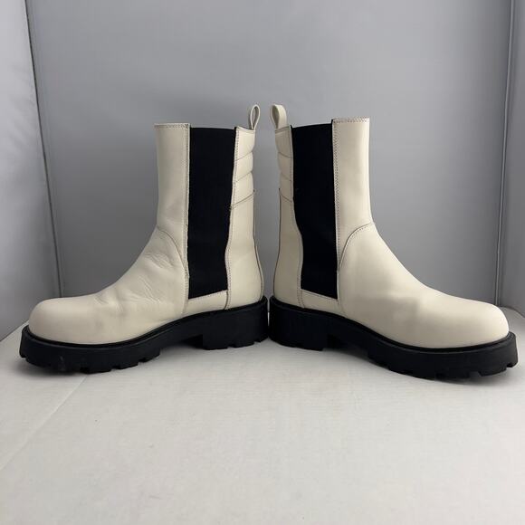 Off White Leather Vagabond Shoemakers Cosmo 2.0 Chelsea Boots Size 10 Chunky - Picture 4 of 7